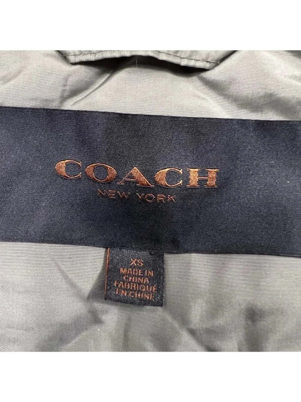 Coach Quilted Nylon Leather Trim Vest Khaki Green Size XS